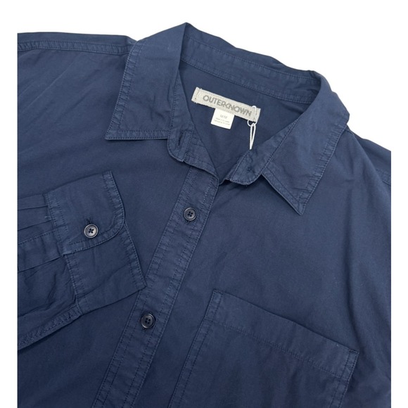 Outerknown Mens Medium Button Down Shirt Navy Blue Style‎ 2320093 NEW W/TAGS